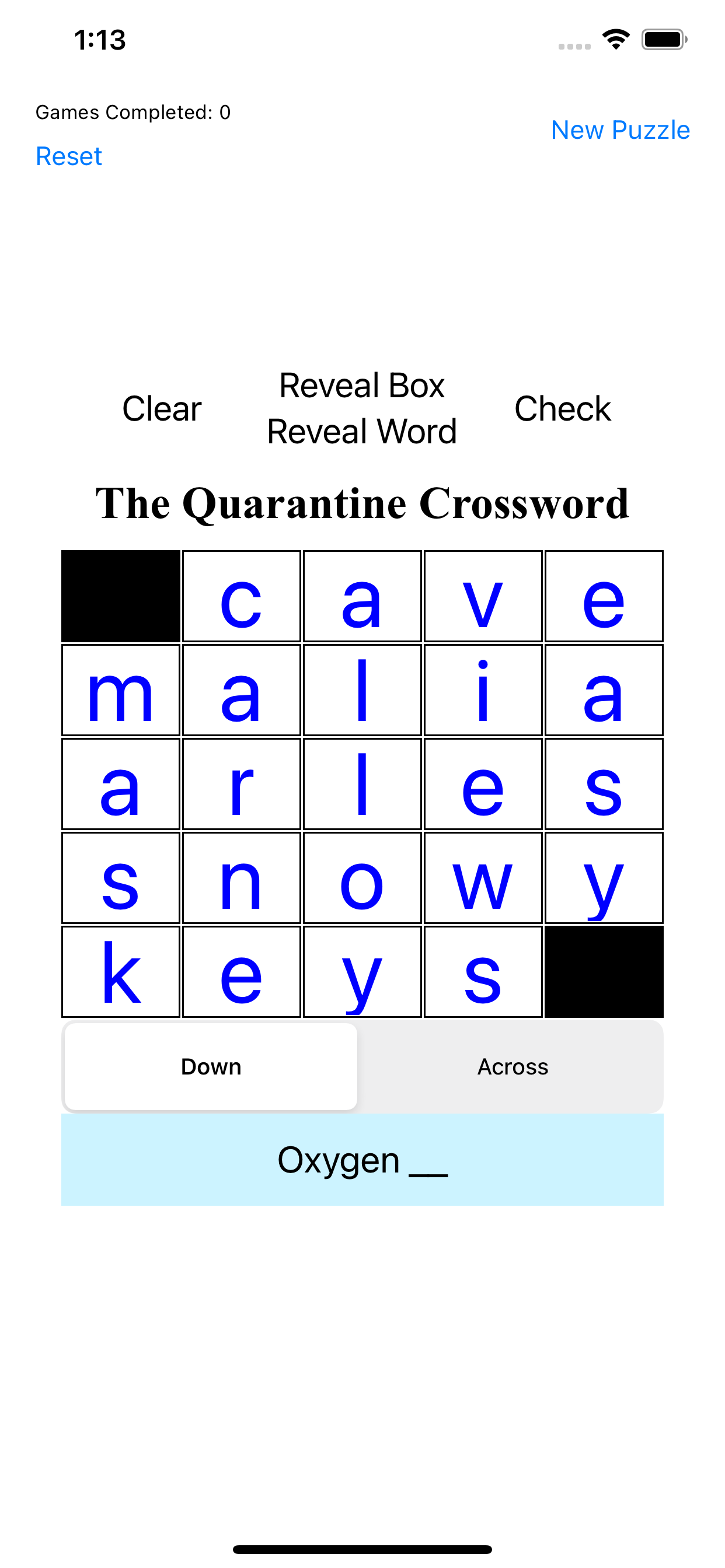 Sceenshot of Crossword project